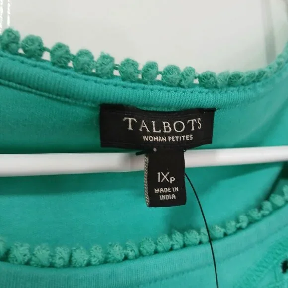 NWT Talbots Women Petites Teal Green 100% Cotton Sun Dress Plus Size 1X - Picture 4 of 7